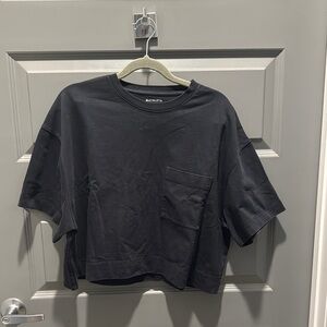 Athleta Black Cropped Tee with Pocket